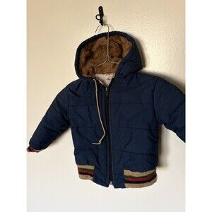 Vintage 80s Be Mine Boys Toddler 3T  Quilted Winter Navy Hooded Zip Up Parka